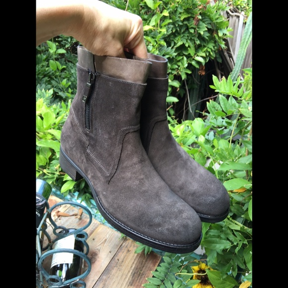 Alberto Fermani Olive Brown Suede Ankle Boots Booties - Picture 4 of 12